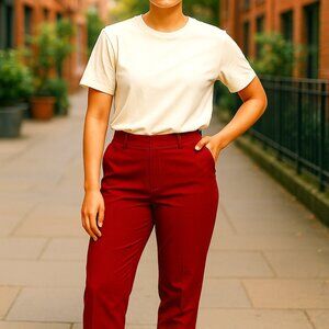 (140) Size 26 Women's Burgundy High Rise Pixie Pant
